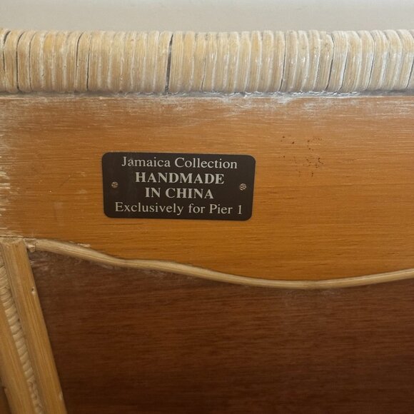 Pier 1 Rattan Waste Basket 11.5" White Wash Jamaica Collection Wicker Trash Can - Picture 6 of 16